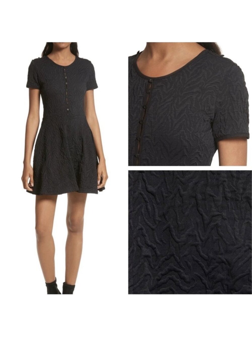 Opening Ceremony Desert Jacquard Fit & Flare Mini Dress Black Size L